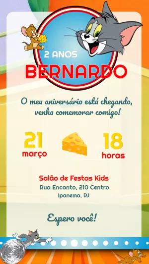 Convite Aniversário Tom e Jerry para Editar Online