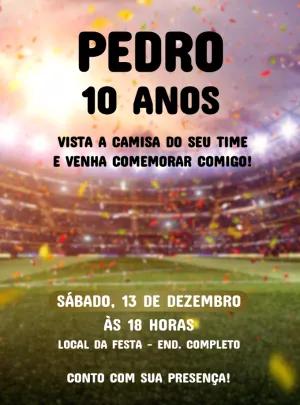 Convite de Aniversário Futebol Estádio para Editar Online