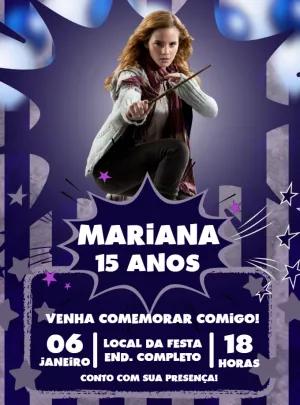 Convite Aniversário Hermione Harry Potter para Editar Online