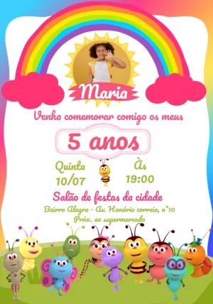 Convite Aniversário Bichikids com Foto para Editar Online