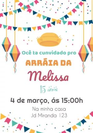 Convite de Aniversário Festa Junina Colorido para Editar Online