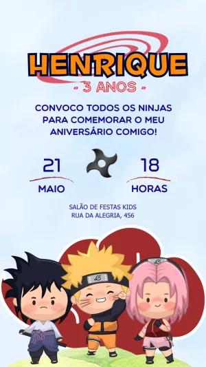 Convite Aniversário Naruto Toy com Personagens para Editar Online