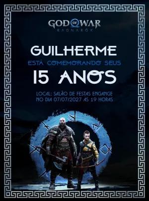 Convite Aniversário God of War Ragnarök para Editar Online