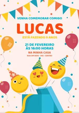 Convite de Aniversário Emojis para Editar Online