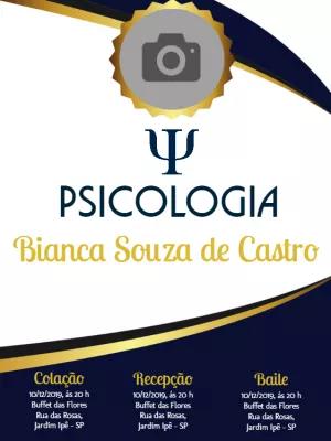 Convite de Formatura Psicologia com Foto para Editar Online