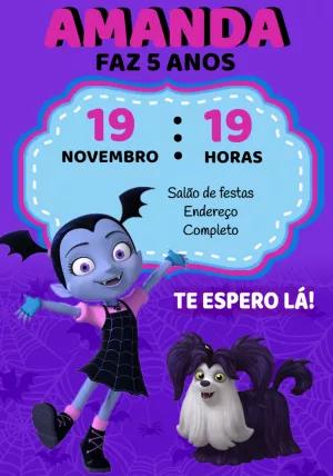 Convite Aniversário Vampirina para Editar Online com Personagens