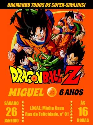 Convite de Aniversário Dragon Ball Z com Goku para Editar Online