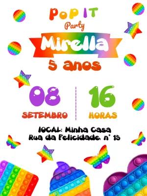 Convite Aniversário Pop It Fidget Toys para Editar Online