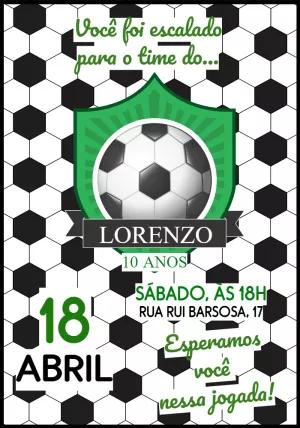 Convite Aniversário Futebol com Escudo para Editar Online