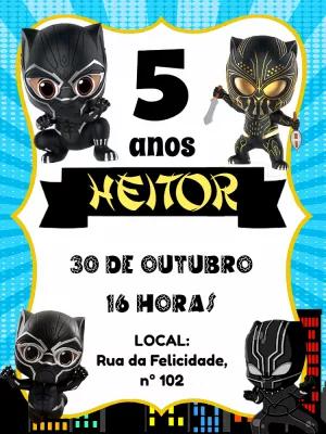 Convite Aniversário Pantera Negra para Editar Online