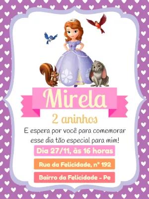Convite Aniversário Princesa Sofia para Editar Online