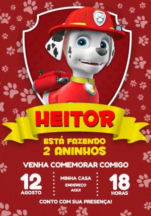 Convite Aniversário Marshall Patrulha Canina para Editar Online