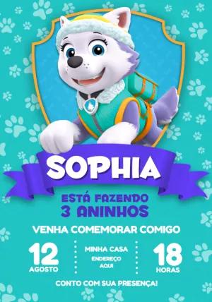 Convite Aniversário Everest Patrulha Canina para Editar Online