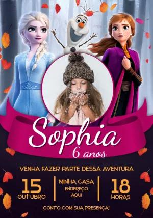 Convite de Aniversário Frozen com Foto para Editar Online