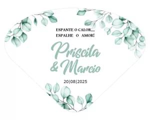 Leque de Casamento Floral Eucalipto Editável Online