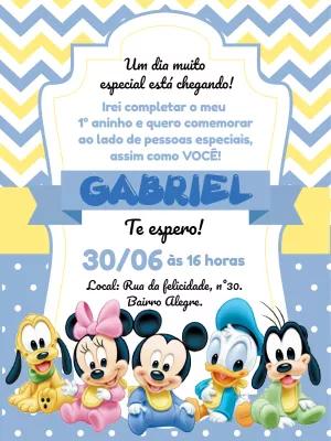Convite Aniversário Disney Baby Editável Online para Imprimir