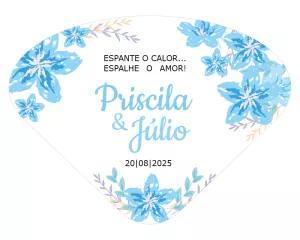 Leque de Casamento Floral Azul para Editar Online