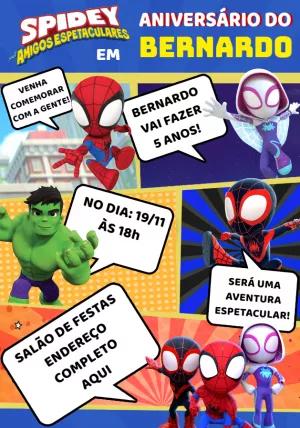 Convite de Aniversário Spidey e Amigos para Editar Online