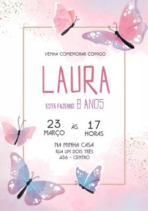 Convite Aniversário Borboletas Jardim Encantado para Editar