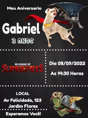 Convite Aniversário Liga dos Superpets com Personagens para Editar
