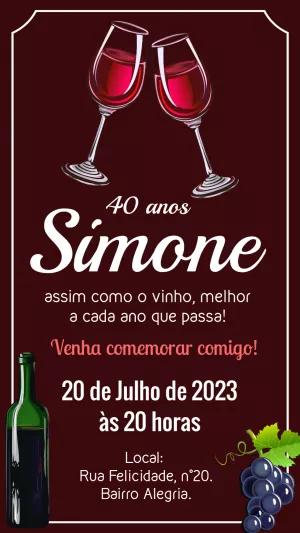 Convite de Aniversário Adulto Vinho para Editar Online