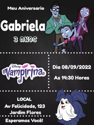 Convite de Aniversário Vampirina com Personagens para Editar