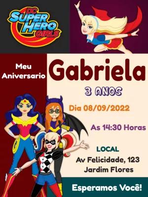 Convite Aniversário Super Hero Girls para Editar Online