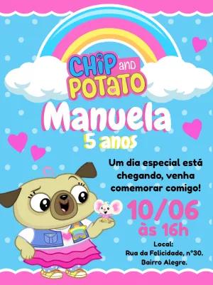 Convite Aniversário Chip and Potato para Editar Online