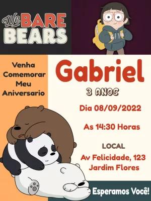 Convite Aniversário Ursos Sem Curso com Personagens para Editar