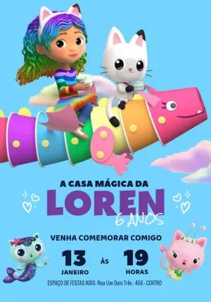 Convite Aniversário A Casa Mágica da Gabby para Editar