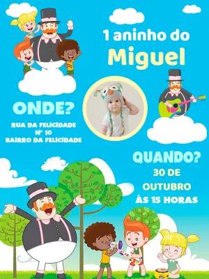 Convite Aniversário Mundo Bita com Foto para Editar Online