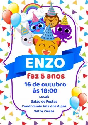 Convite de Aniversário Bolofofos para Editar Online
