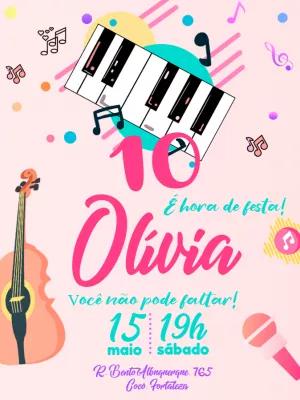 Convite de Aniversário Tema Música para Editar Online