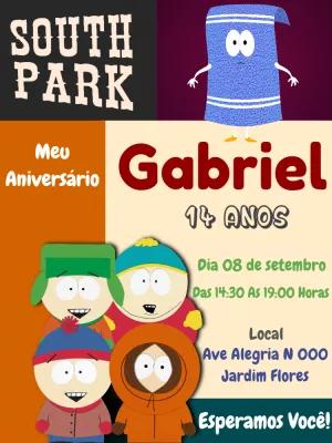 Convite de Aniversário South Park com Personagens para Editar