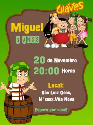 Convite de Aniversário Chaves com a Turma para Editar Online
