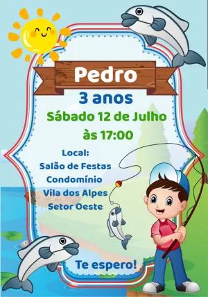 Convite de Aniversário Pescaria para Editar Online