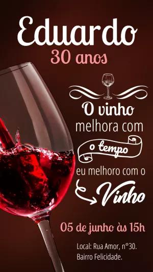 Convite de Aniversário de Vinho Sofisticado para Editar Online