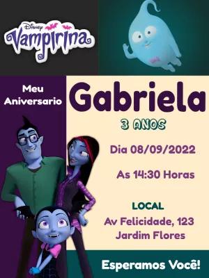 Convite de Aniversário Vampirina Editável Online para Imprimir