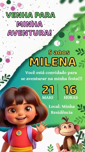 Convite Aniversário Dora Aventureira para Editar Online
