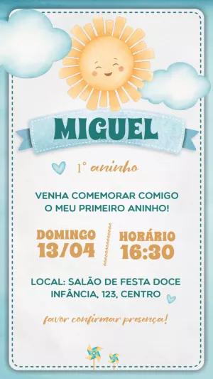 Convite Aniversário Raio de Sol Sunshine para Editar Online
