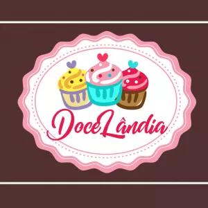 Logo Doceria com Cupcakes Coloridos para Editar Online