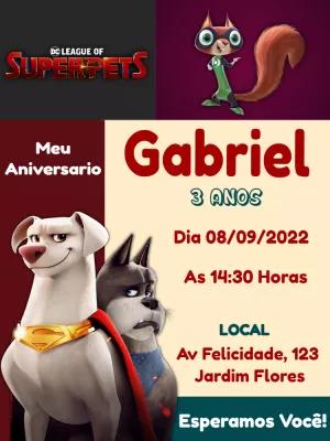 Convite de Aniversário DC Liga dos Superpets para Editar Online