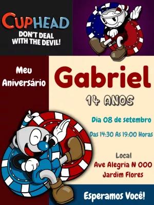 Convite de Aniversário Cuphead para Editar Online