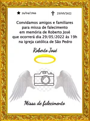 Convite Missa de Falecimento com Foto e Asas para Editar Online
