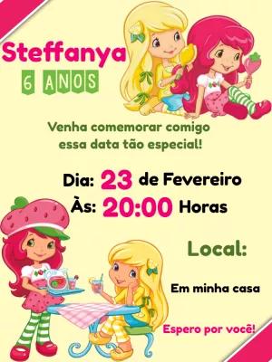 Convite de Aniversário Moranguinho para Editar Online