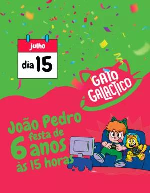 Convite Aniversário Gato Galáctico para Editar Online