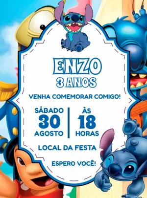 Convite de Aniversário Lilo e Stitch para Editar Online