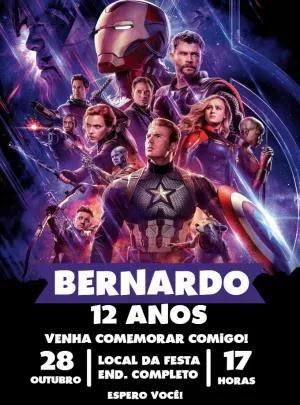 Convite de Aniversário Vingadores para Editar Online