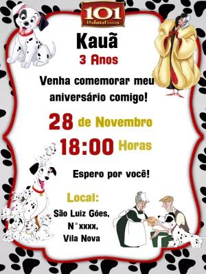 Convite de Aniversário 101 Dálmatas para Editar Online