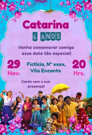Convite Aniversário Encanto com Personagens para Editar Online